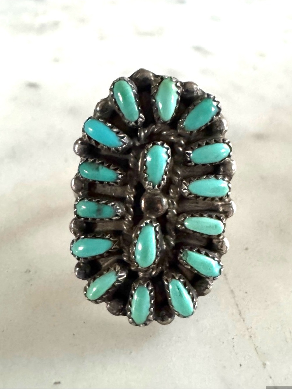 Zuni Sterling Petit Point Turquoise ring